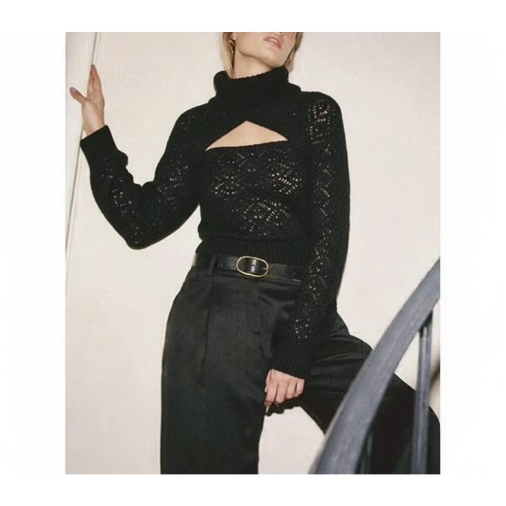 NAADAM Black Luxe Cashmere Wool Knit Two Piece Set Tank Bolero Sweater XS